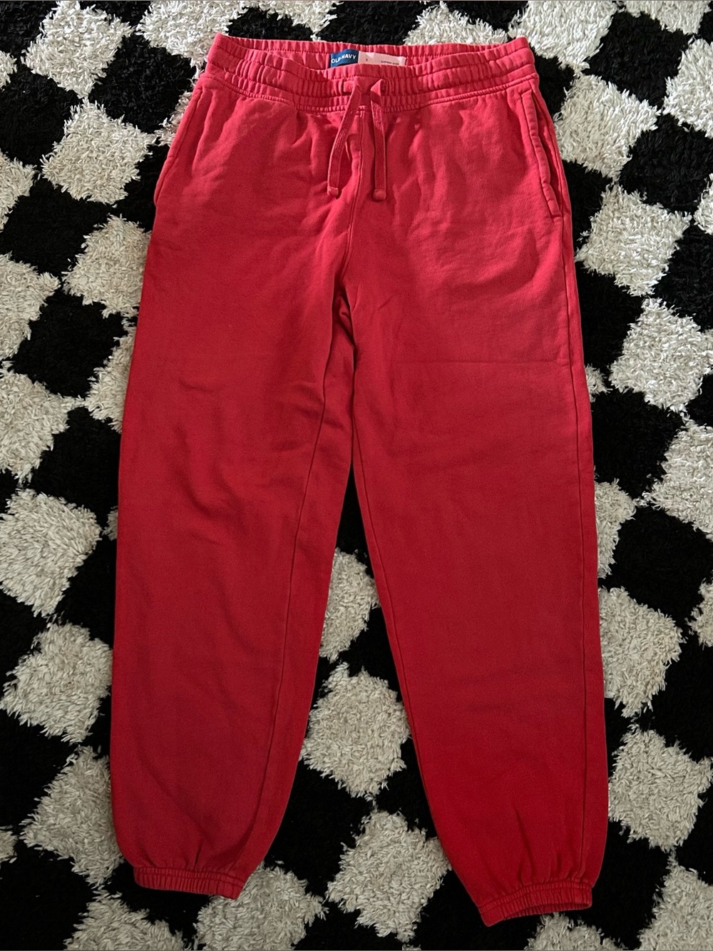 Old Navy Cinch Jogger Sweatpants Faded Red Dyed Elastic Drawstring Waist Size S